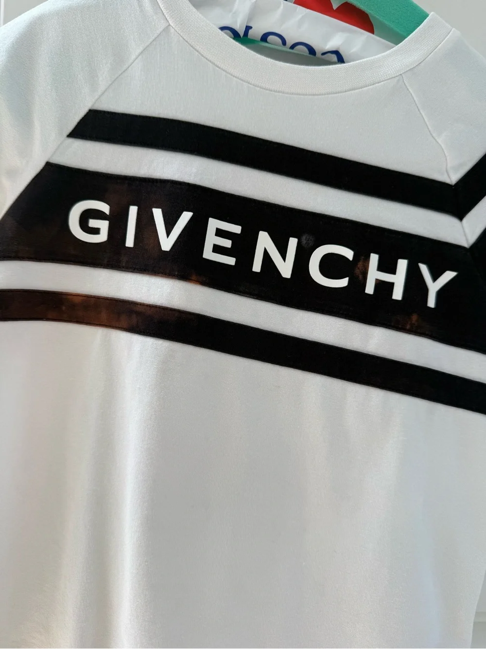 Boys Givenchy White & Black Logo Stripe Kids Tee